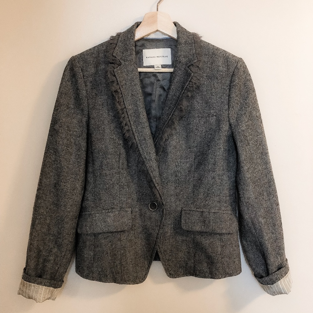 Banana Republic Grey Tweed Blazer